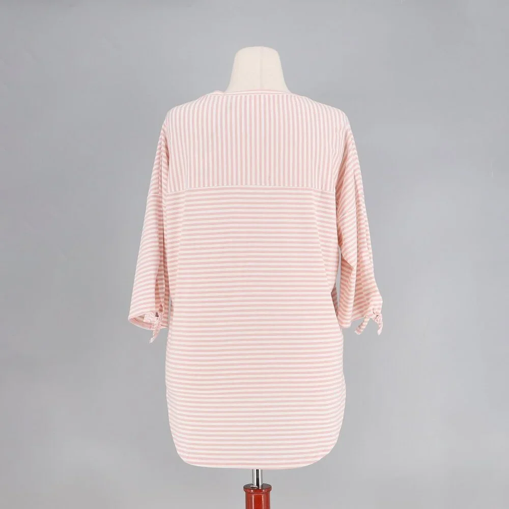 NWT NEON BUDDHA Striped Tunic Top 3/4 Sleeve Tie End Size L - Picture 4 of 9